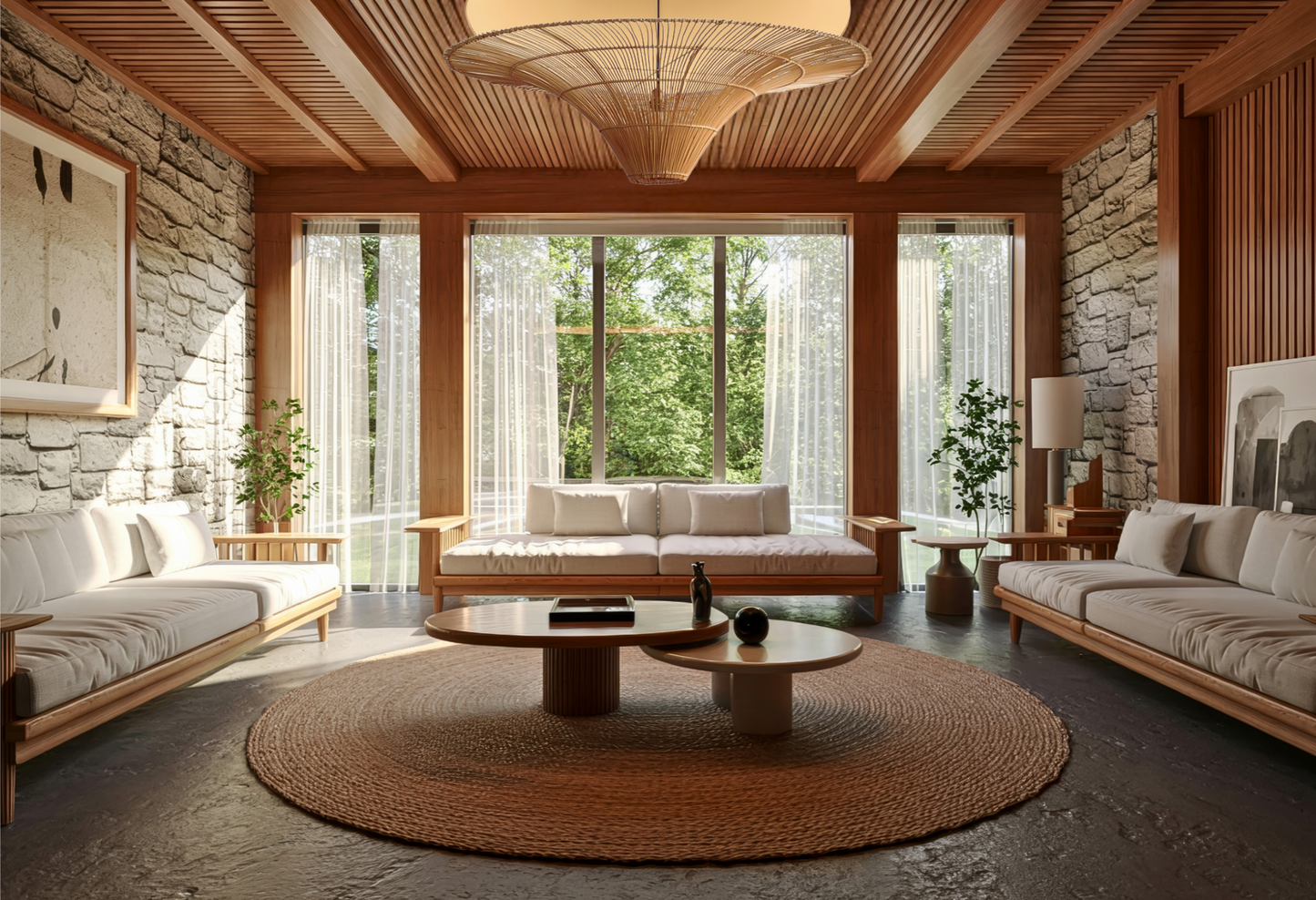 Junita Wabi Sabi Oversized Rattan Ceiling Light Dining Room