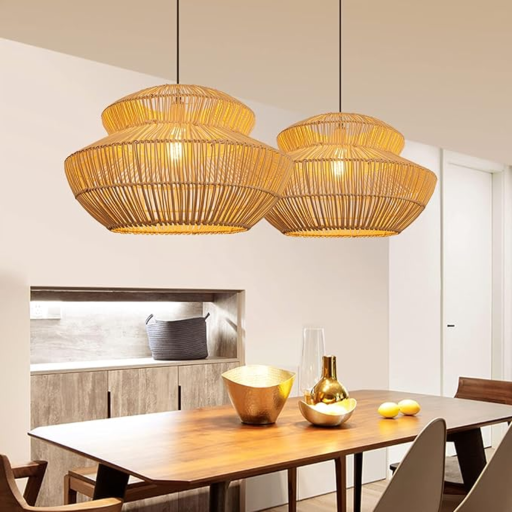 Suru Boho Lantern Rattan Pendant Light For Living Room