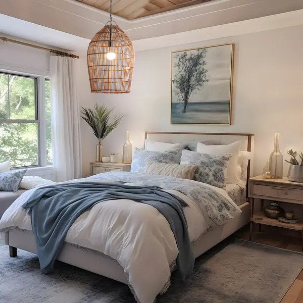 Fish-trap Rustic Rattan Pendant Light For Living Room