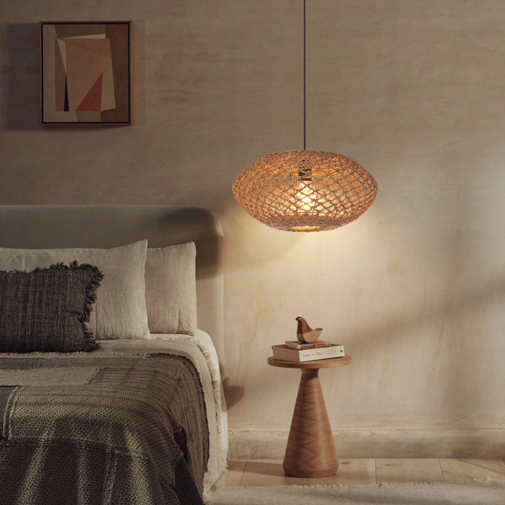 Natural Oval Wicker Pendant Light