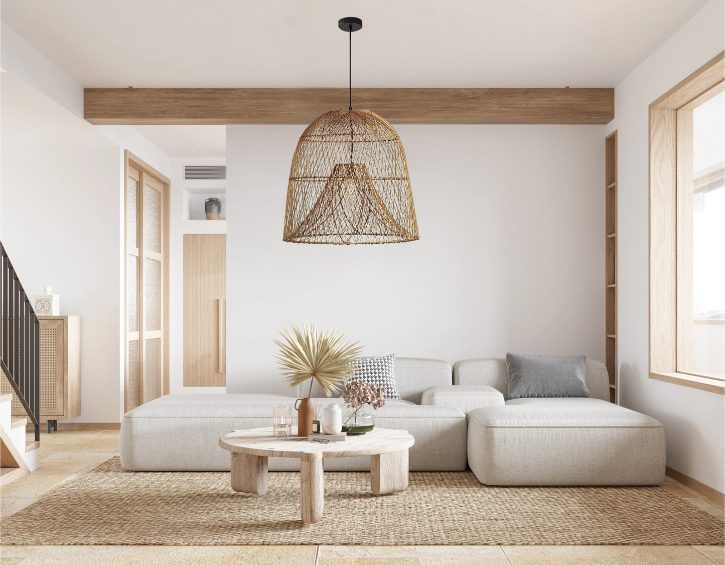 Kloe Woven Rattan Pendant Light For Kitchen Island