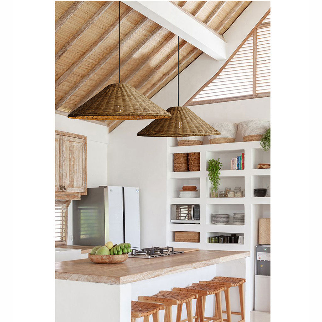 Carter Cone Wicker Rattan Pendant Light For Living Room