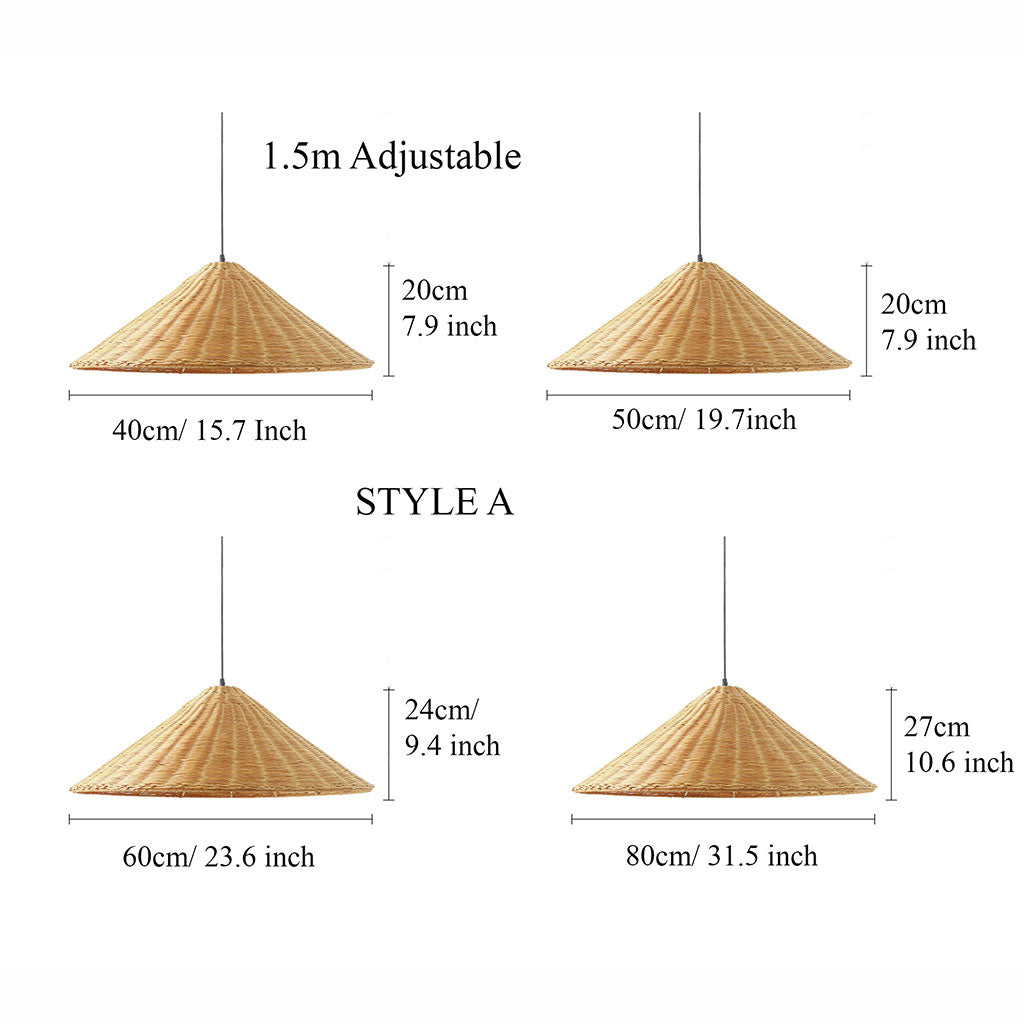 Carter Cone Wicker Rattan Pendant Light For Living Room