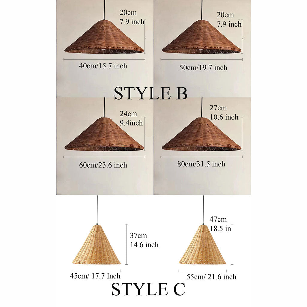 Carter Cone Wicker Rattan Pendant Light For Living Room