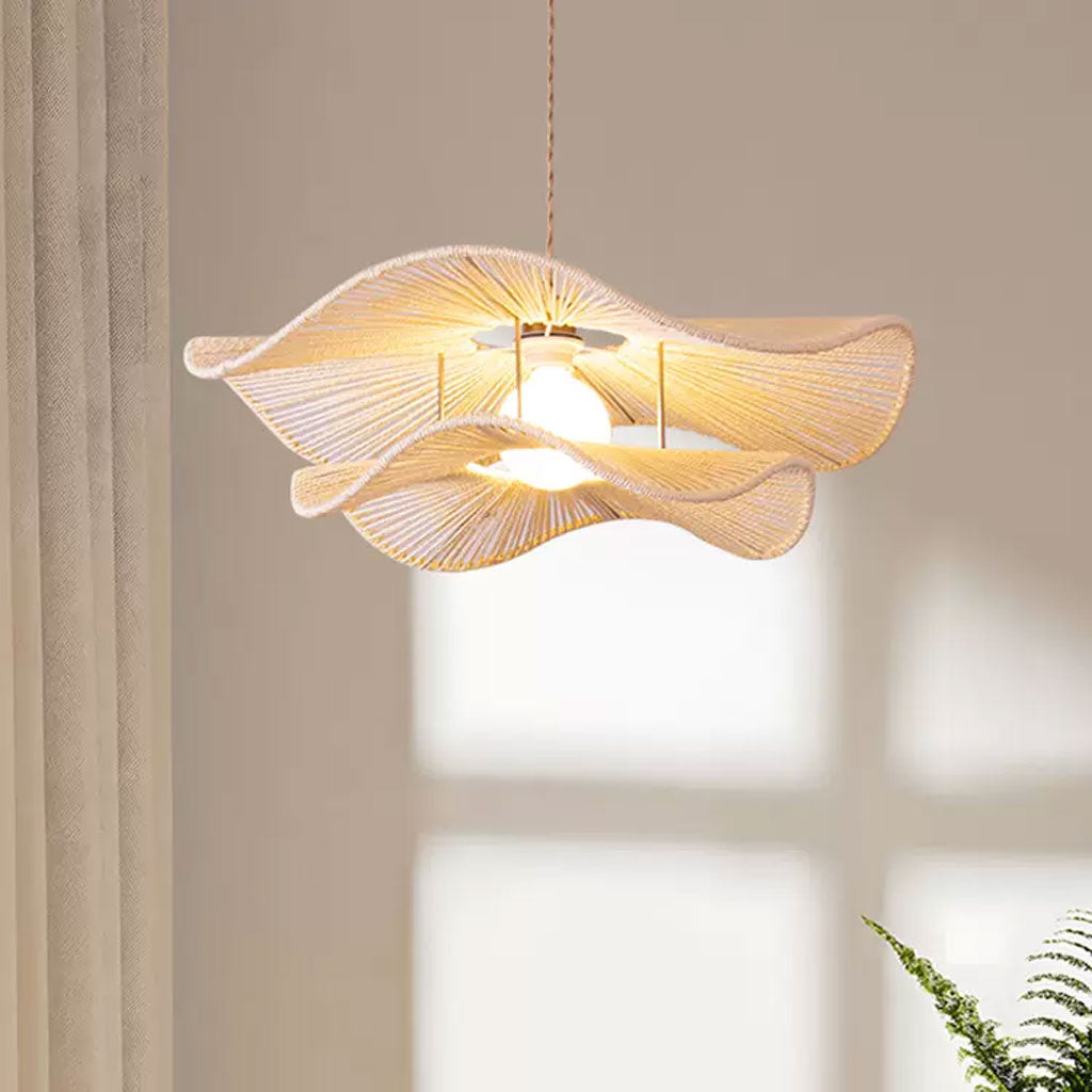 Double Layer Hemp Rope Wavy Pendant Lamp