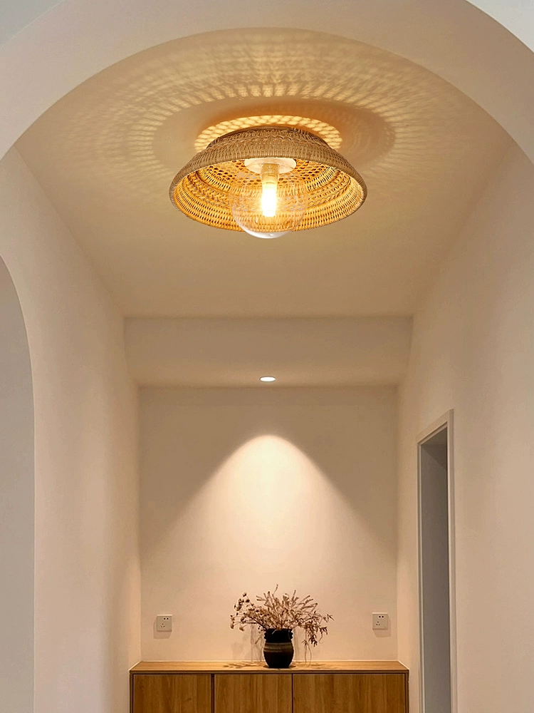 Small Boru Boho Rattan Ceiling Flush Mount