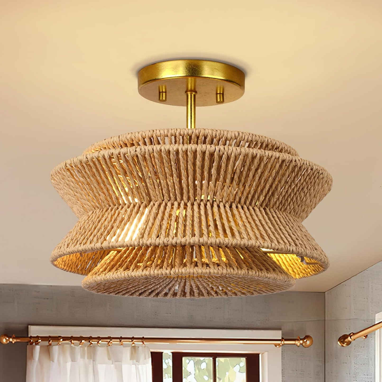 Silvia Wabi Sabi Boho Hemp Rope Ceiling Light