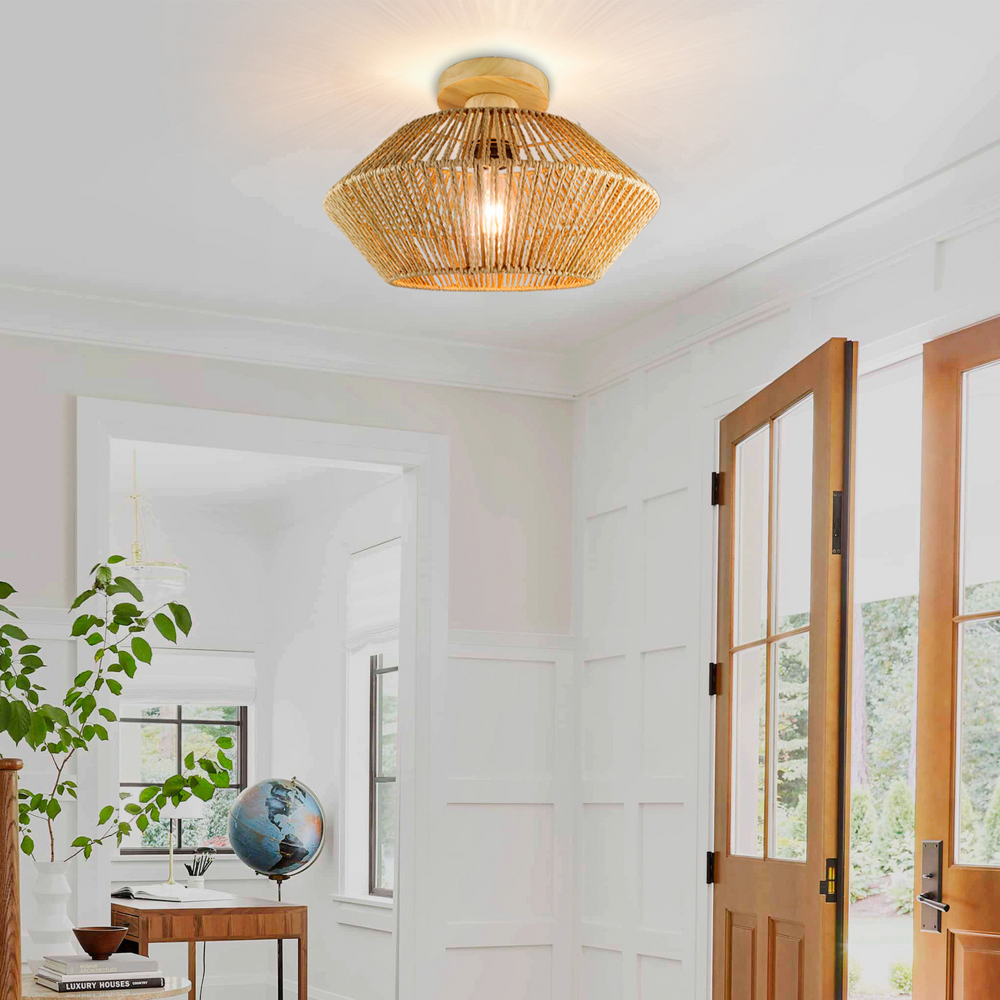 Femila Boho Rattan Ceiling Light