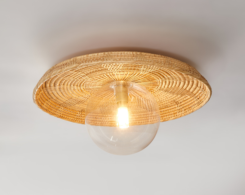 Plato Boho Rattan Ceiling Flush Mount