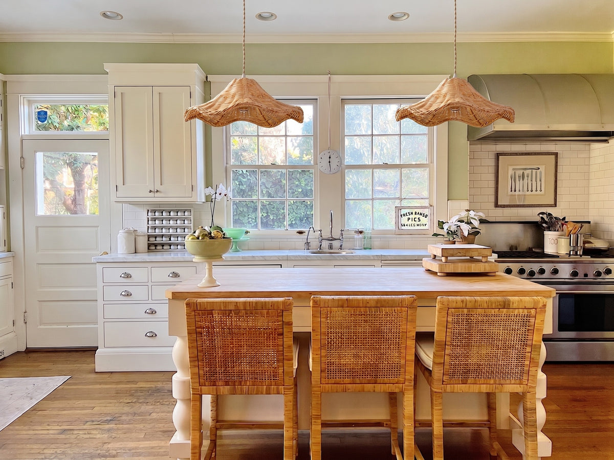 Ariel Rattan Wave Pendant Light for Boho Kitchen