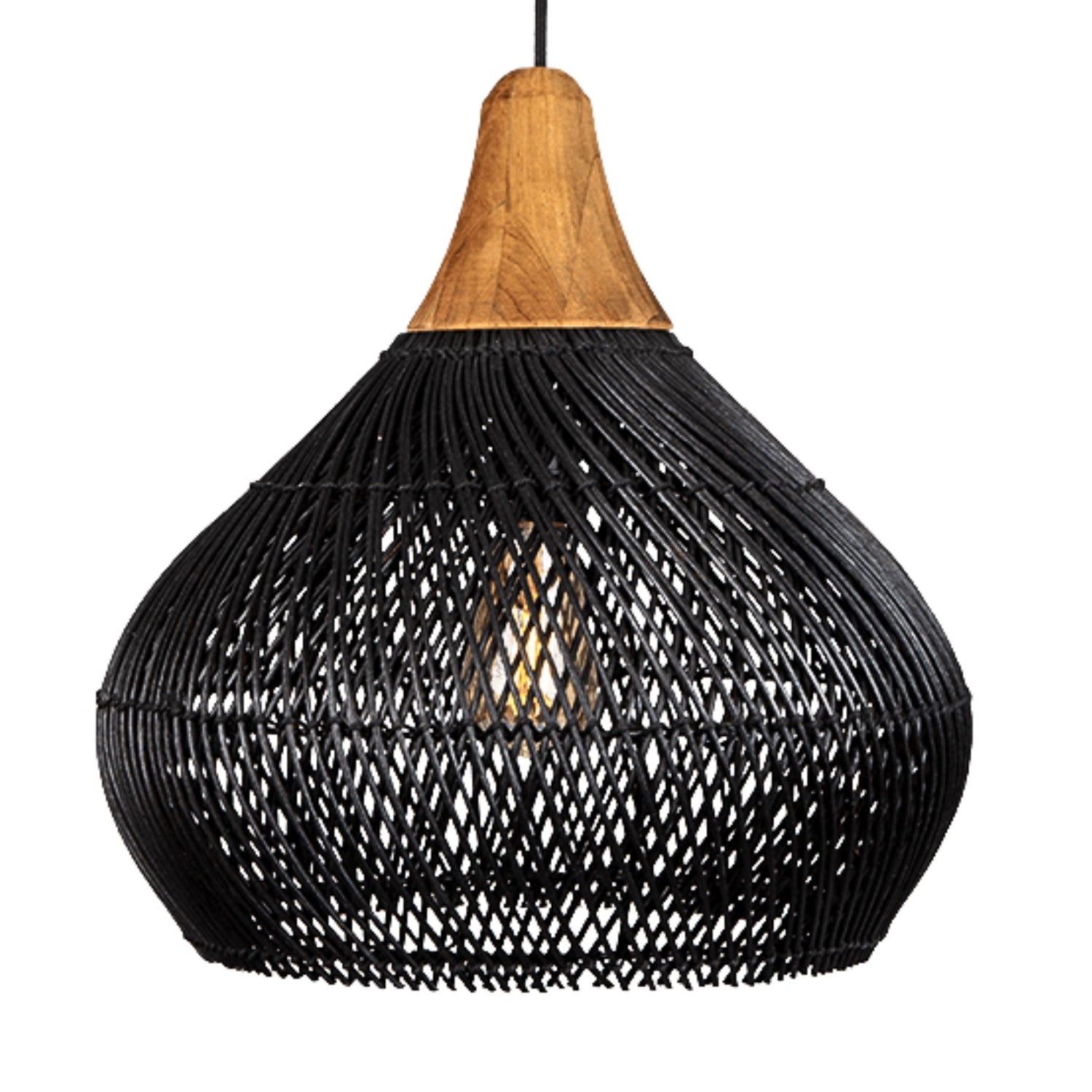 Bathari Wabi Sabi Black Rattan Pendant Light