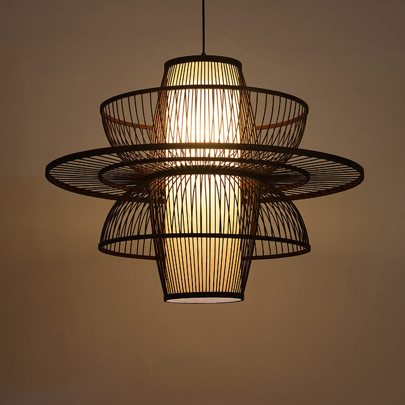 Bayou Black Multi Tier Bamboo Pendant Light