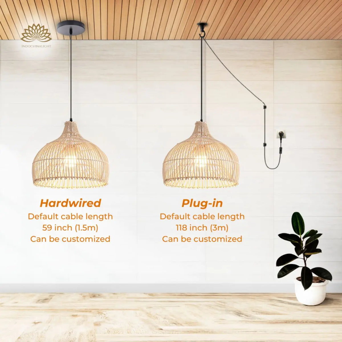 Belle Dome Rattan Pendant Light's accessories type
