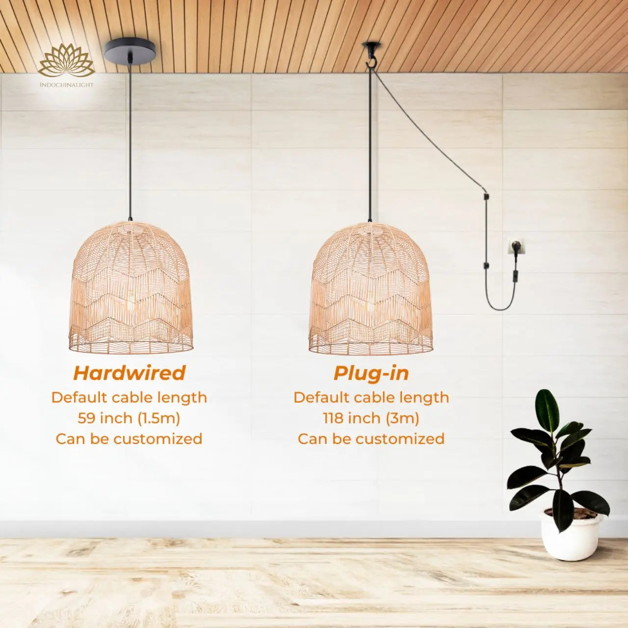 Boho Lace Rattan Pendant Light's accessories type