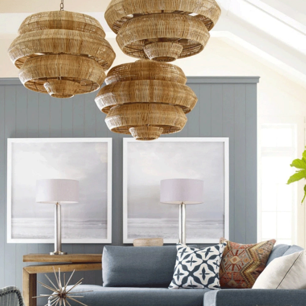 boho style rattan pendant lamp
