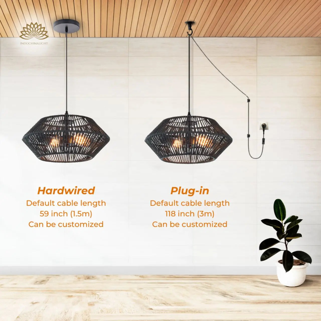 Capslpad Black Rattan Ceiling Light's accessories type