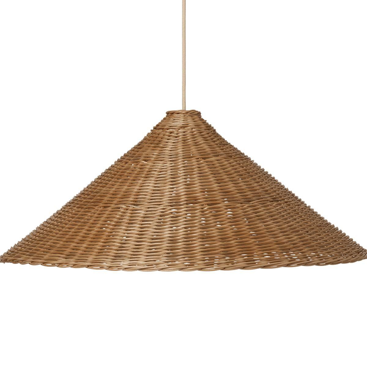 Woven cone rattan pendant light