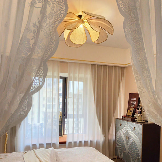 Cefalu Petal Rattan Hanging Light in bedroom