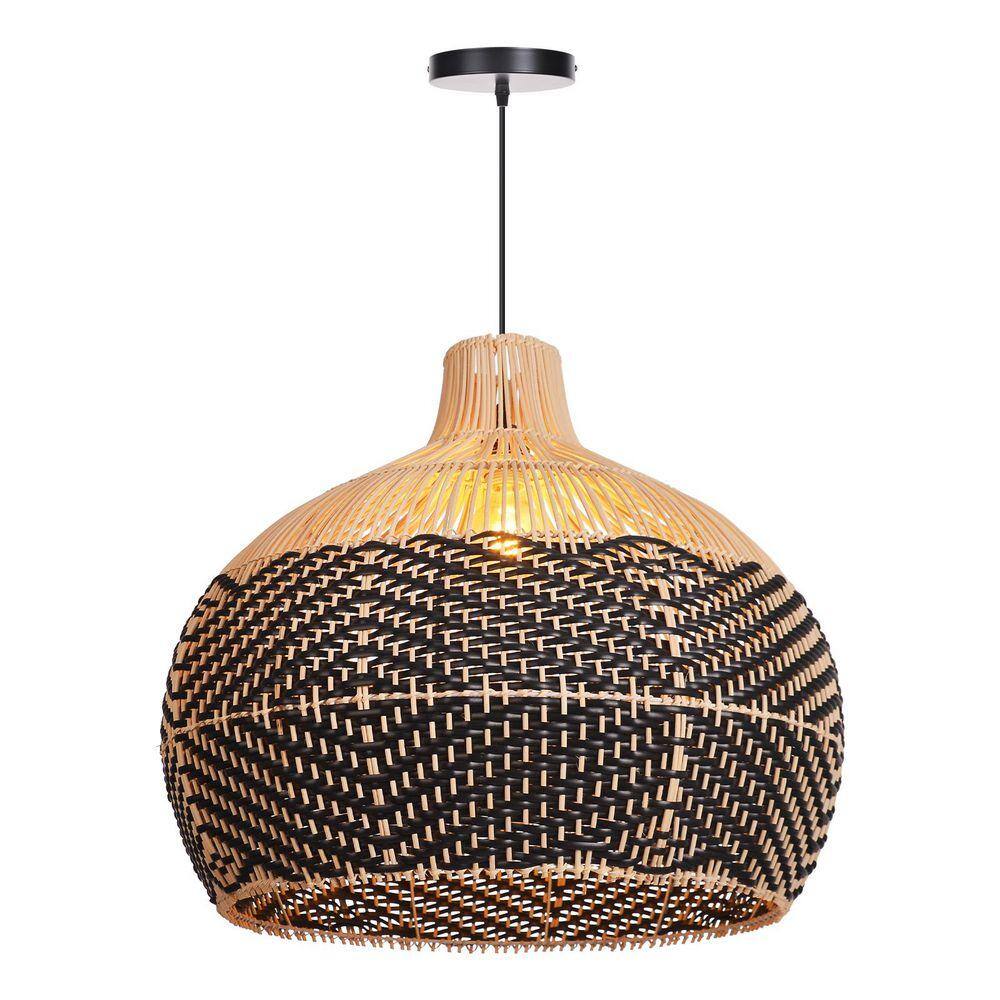 Florida Black Rattan Hanging Light when Turn On
