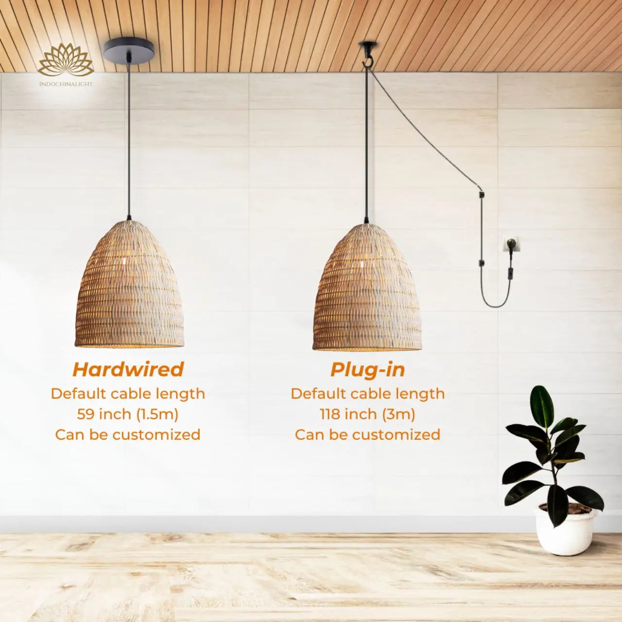 Handmade white bamboo pendant light's accessories type