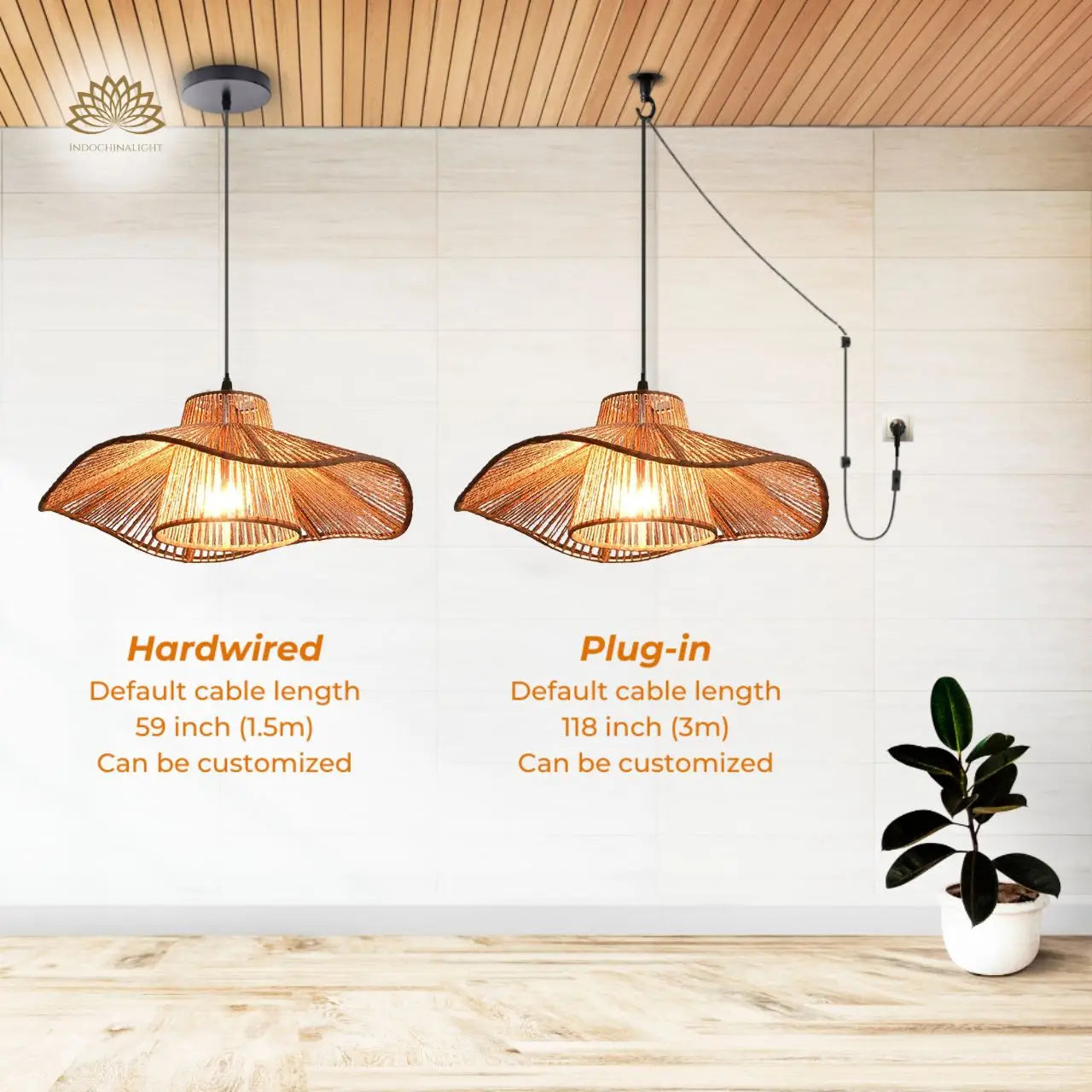 Japanese Weaving Hemp Rope Pendant Light's accessories type