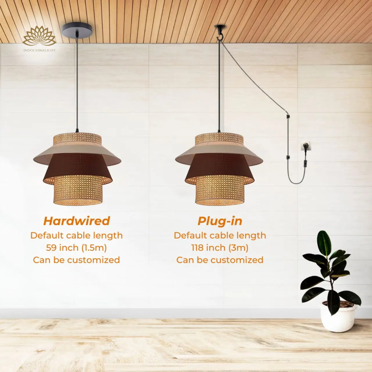 Lampa Multi Tier Rattan Pendant Light's accessories type