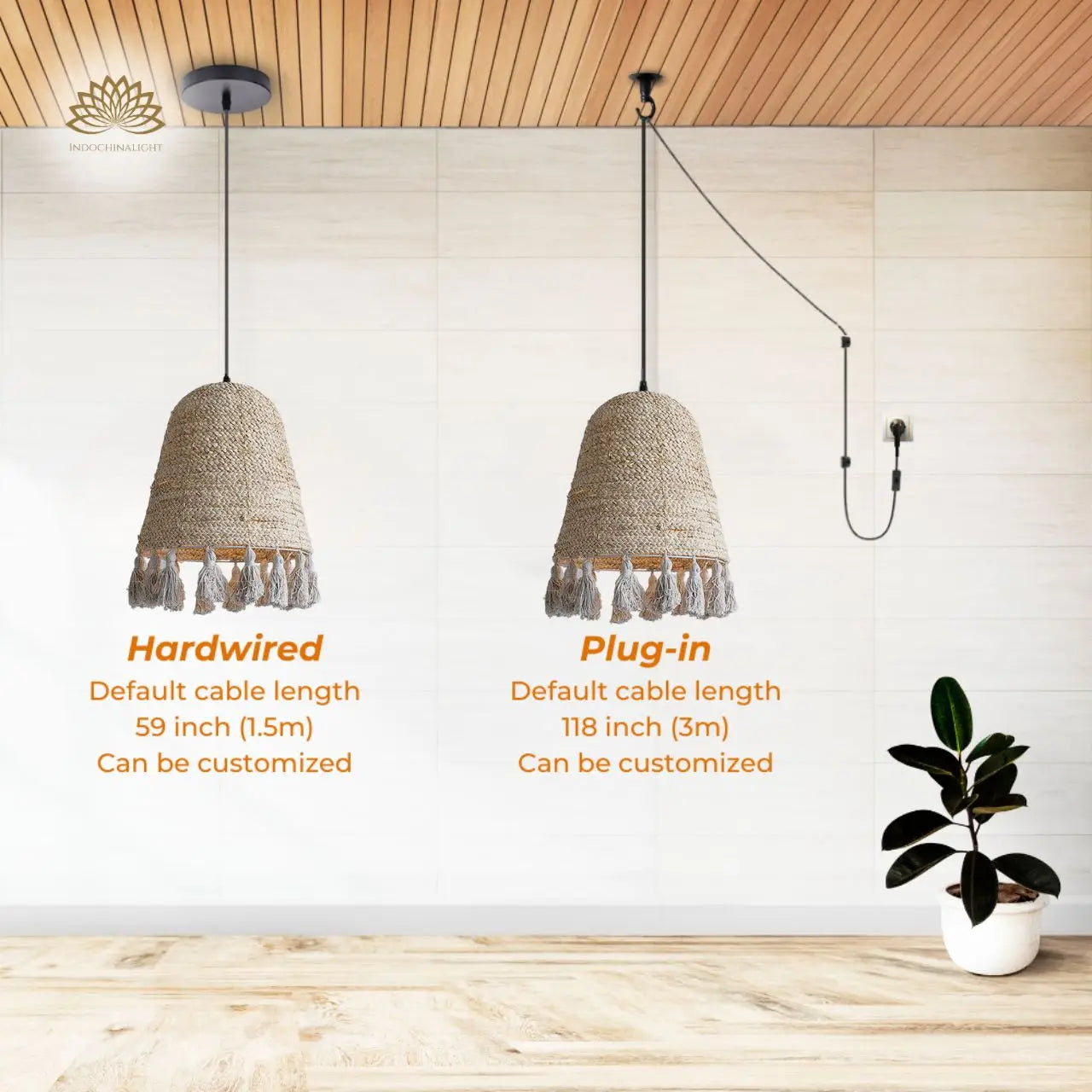 Lampara Boho Wicker Pendant Light's accessories type