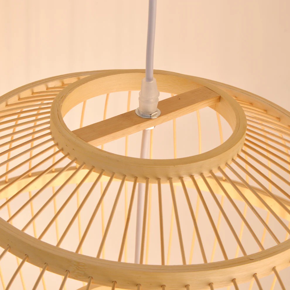 Lattice Round Bamboo Pendant Light For Dining Room