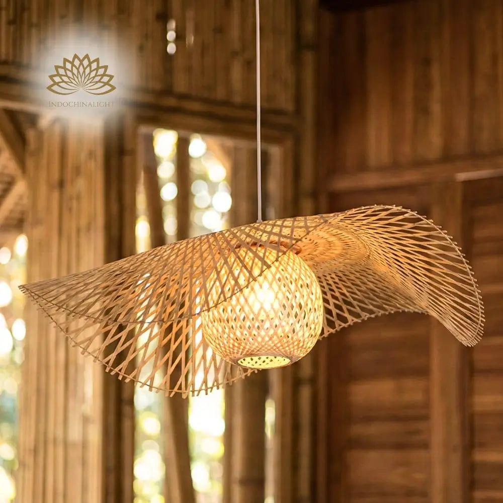 Natural Lotus Leaf Woven Bamboo Pendant Light – IndochinaLight