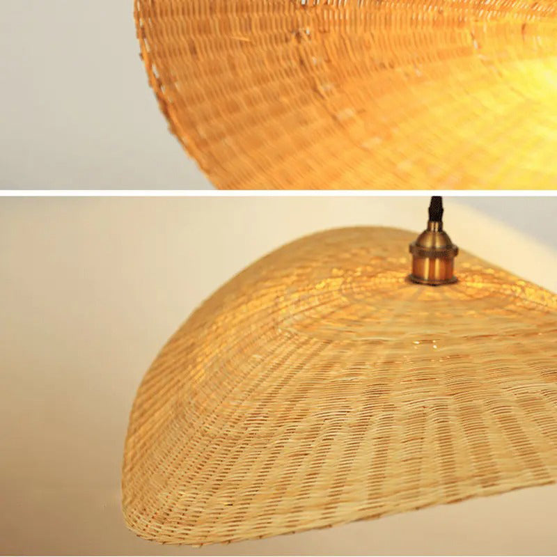 Ren Leaf Wicker Rattan Ceiling Light For Dining Room
