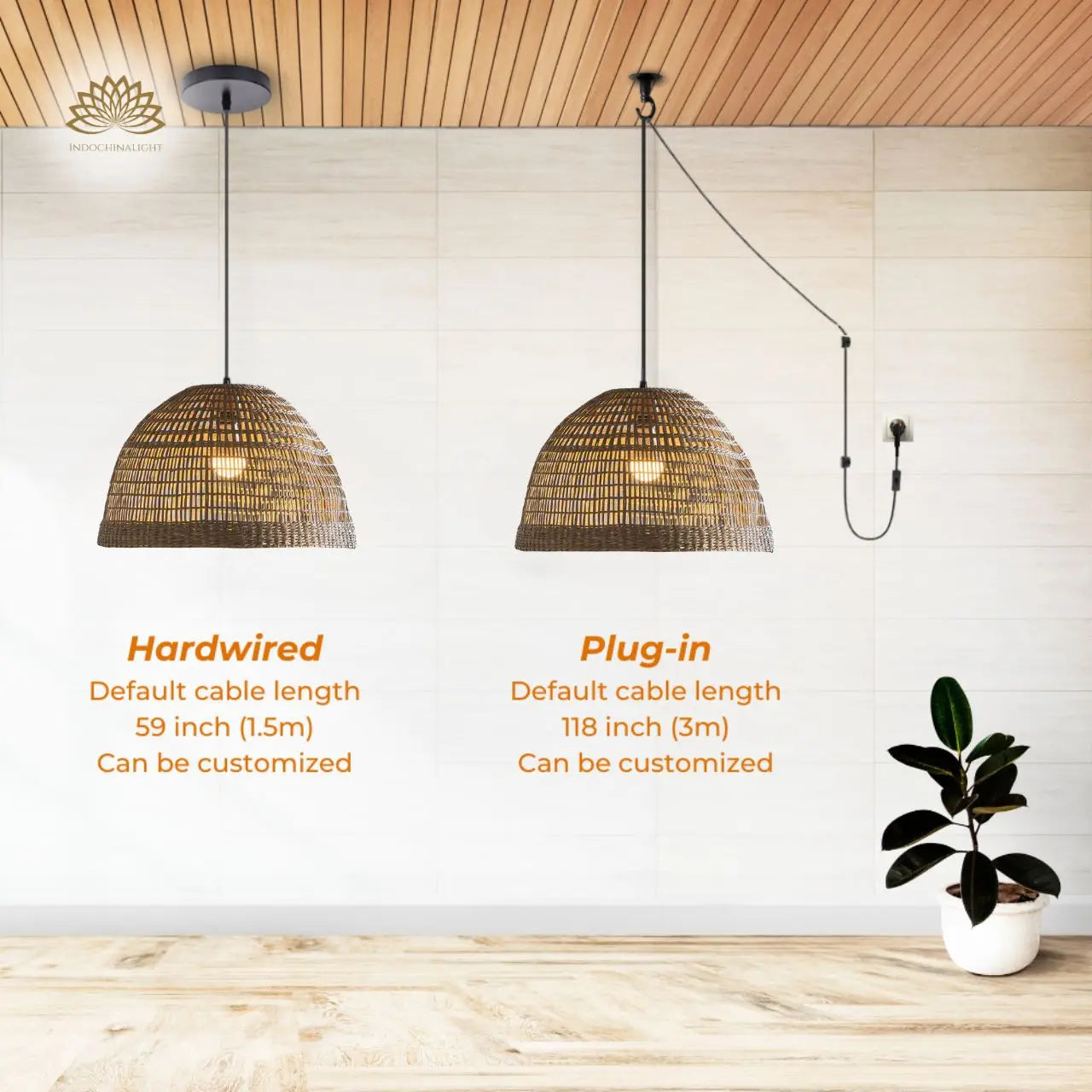 Marion Dome Wicker Pendant Light's accessories type