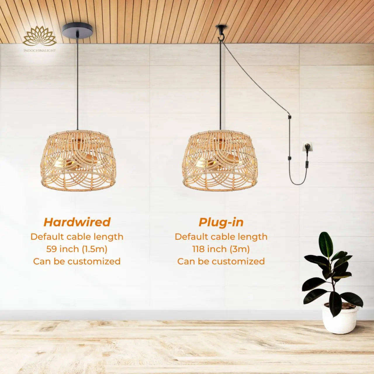 MhyTogn Semi Flush Mount Rattan Ceiling Light's accessories type