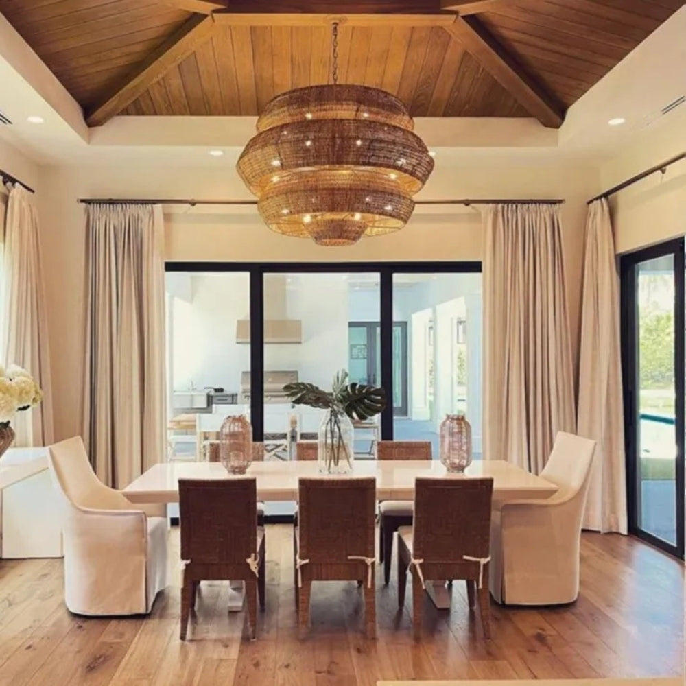 natural fiber bohemian light fixture