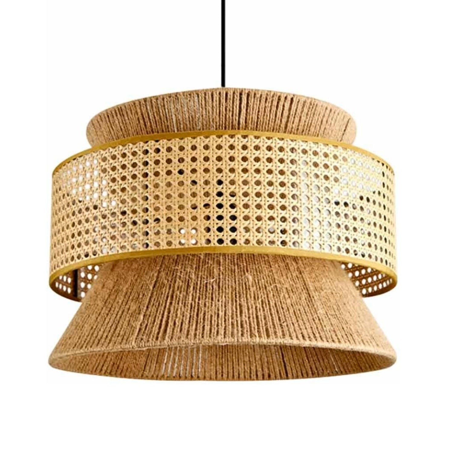 Nimes Hemp Rope Drum Rattan Pendant Light