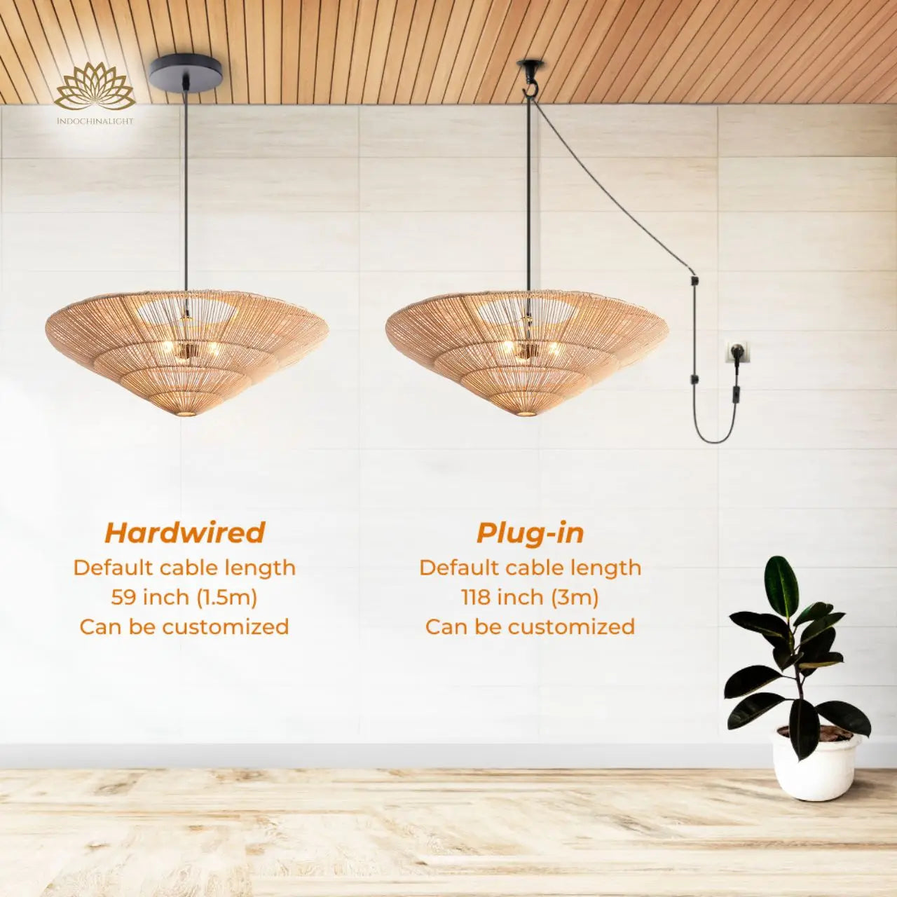 Nordic Umbrella Rattan Pendant Light's accessories type