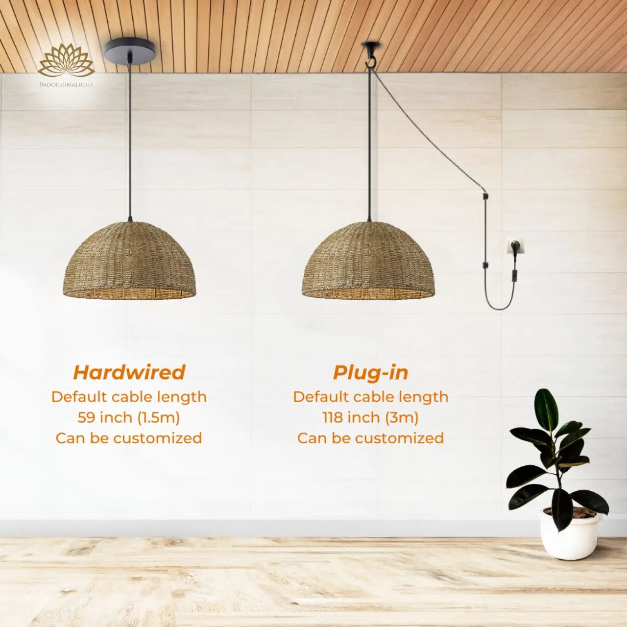 Pourel Dome Wicker Pendant Light's accessories type