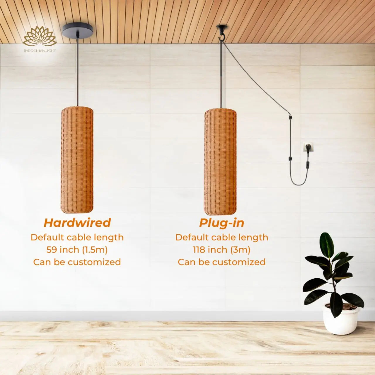 Punna Cylinder Wicker Pendant Light's accessories type