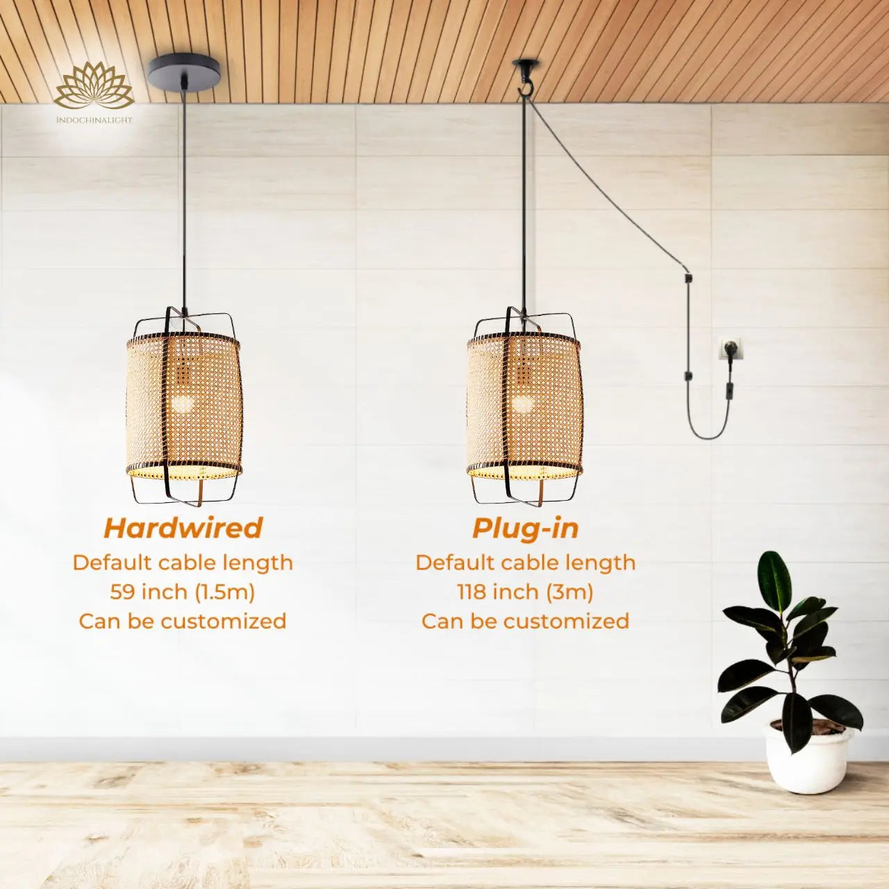 rattan cane pendant light's accessories type