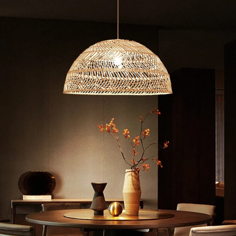 rattan dome pendant light