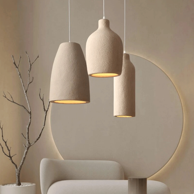 set 3 wabi sabi cylinder pendant light
