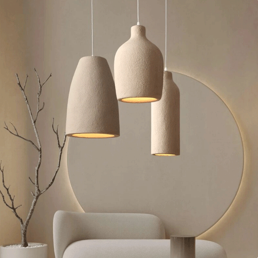 set 3 wabi sabi cylinder pendant light