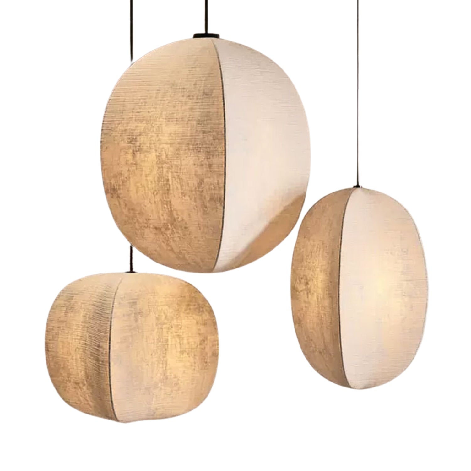 Set 3 Wabi Sabi Fabric Lantern Pendant Light