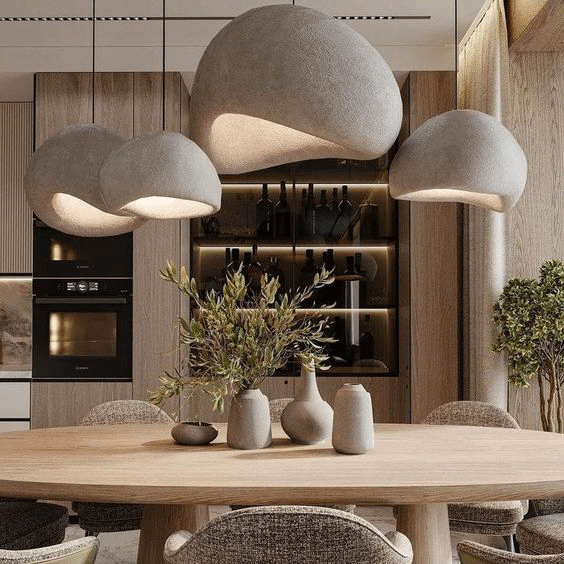 Shibui Wabi Sabi Pendant Light over dining table