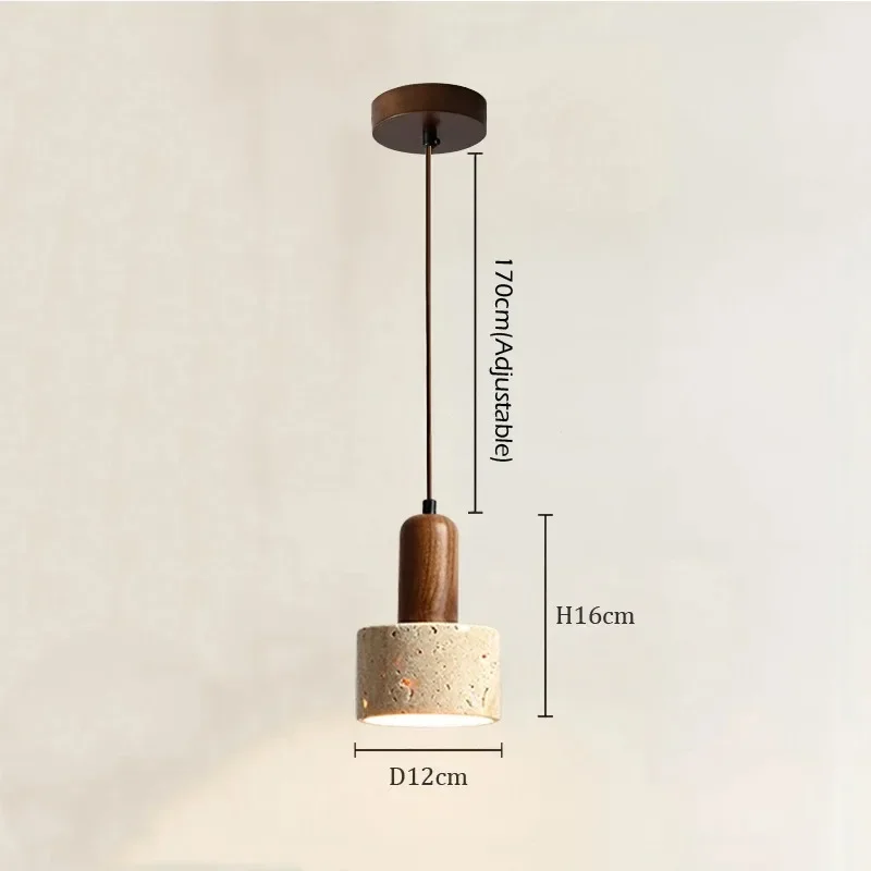 Size of Ora Wabi Sabi Cylinder Travertine Stone Pendant Light