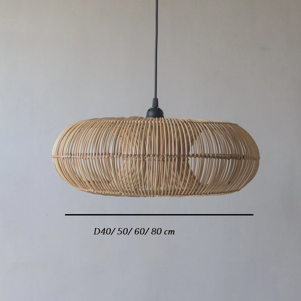 Sizes of Donut Rattan Round Pendant Light