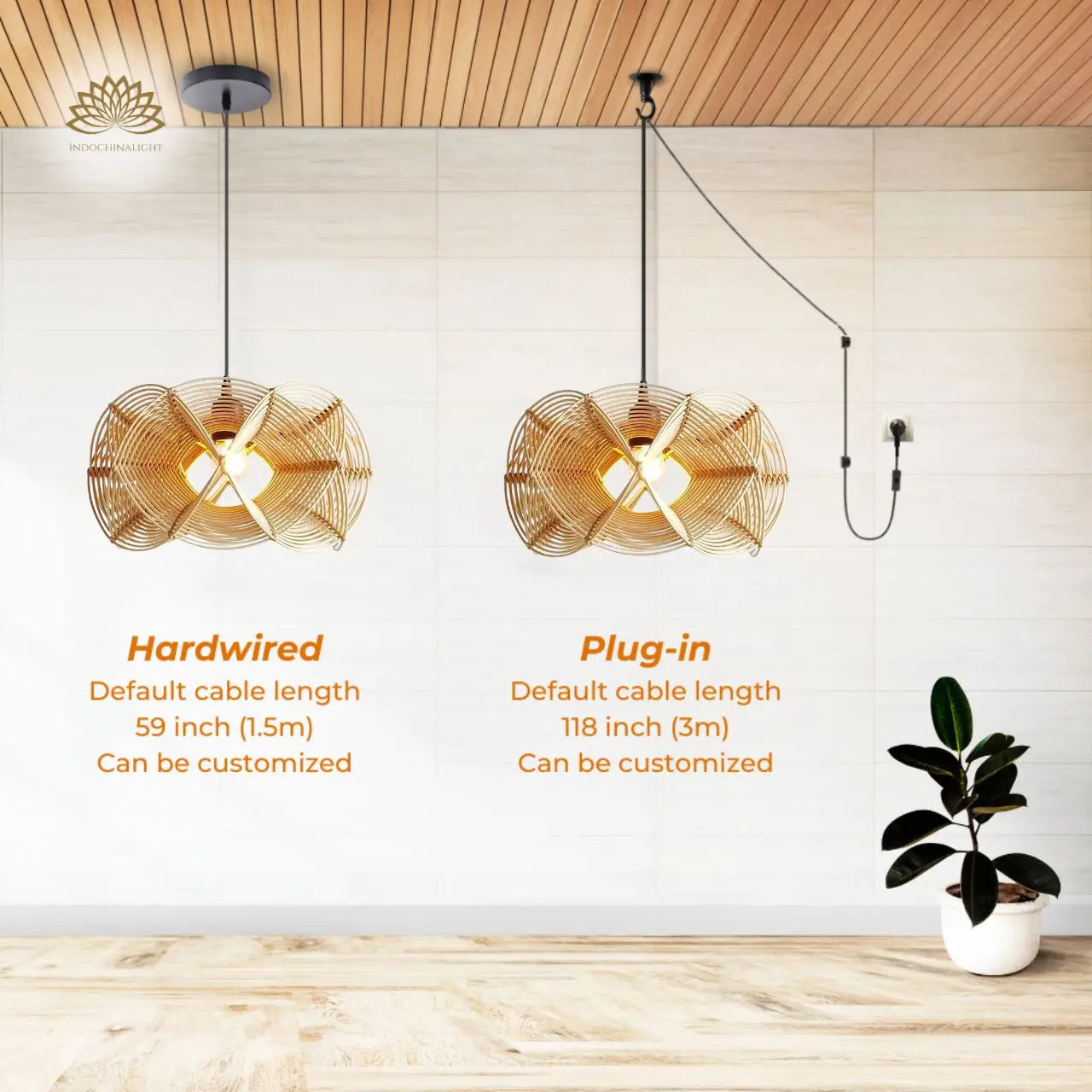 Spiral Rattan Pendant Light's accessories type