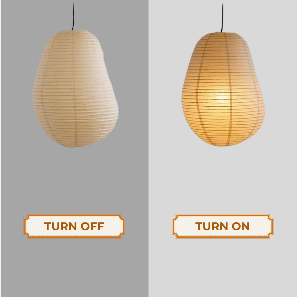style a wabi sabi rice paper lantern pendant light when the light is on and off