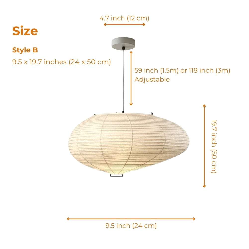 style b wabi sabi rice paper lantern pendant light size