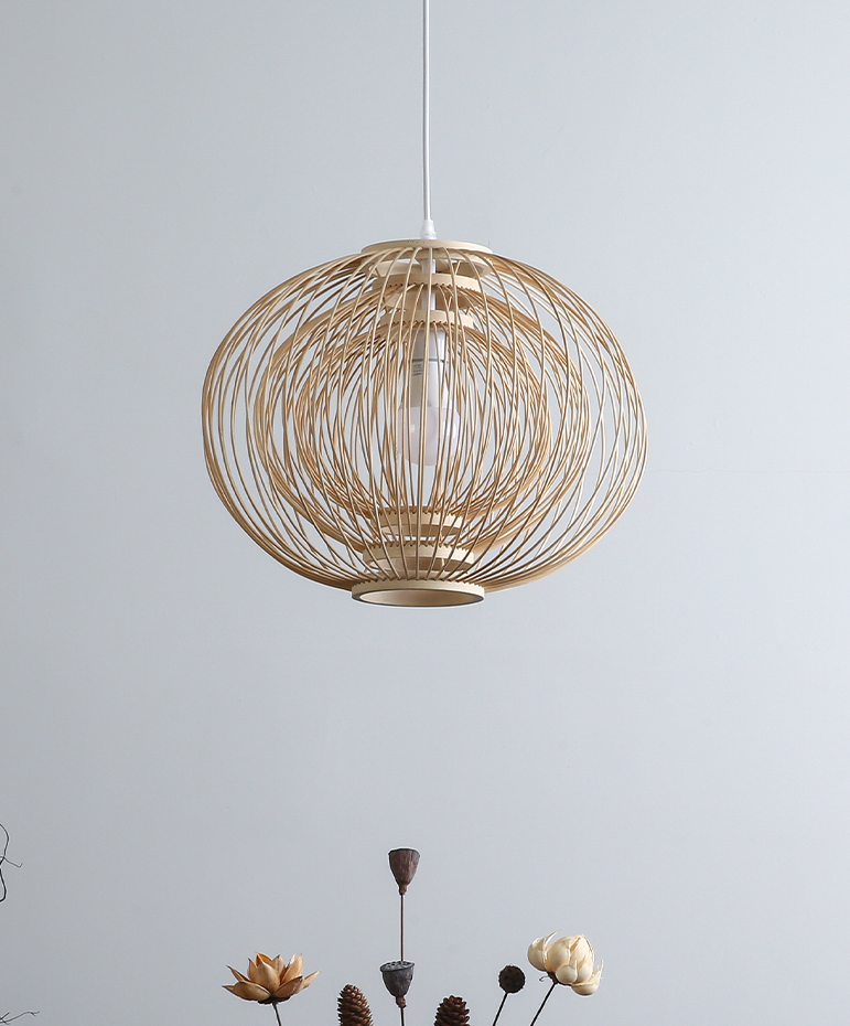 Plura Sphere Bamboo Pendant Light For Dining Room