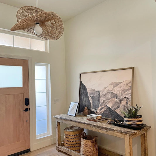 Valar Wabi Sabi Tiered Jute Pendant Light fixture in living room